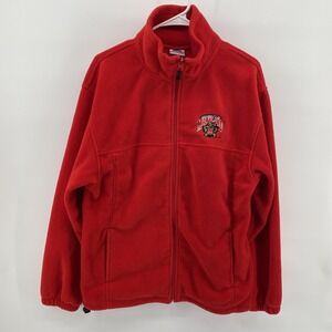 Maryland Terrapins Fleece Jacket Mens Medium Red NCAA‎ College Genuine Stuff